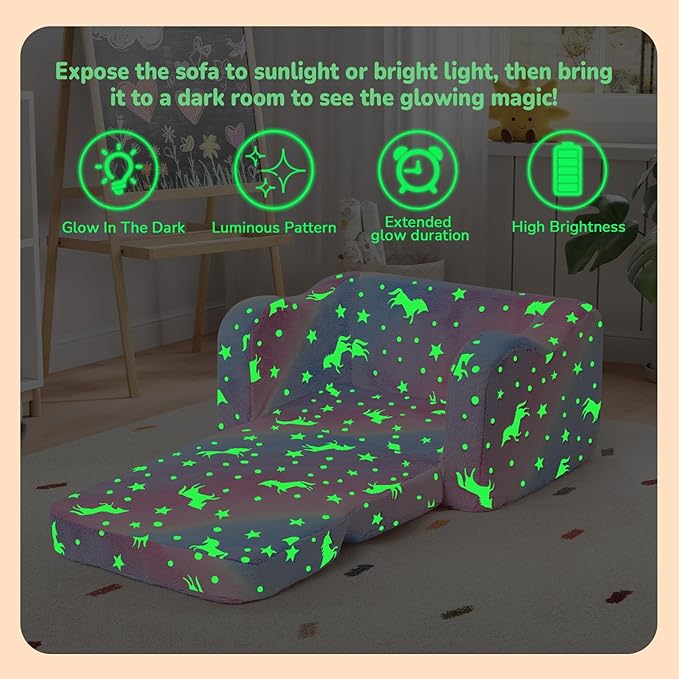 MeMoreCool Glowing Rainbow Unicorn Kids Chair - Image 4