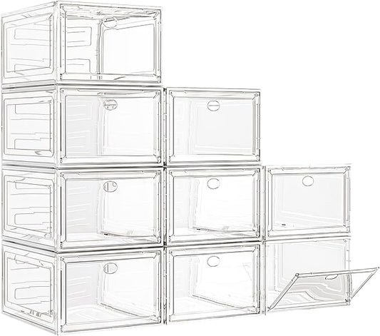 7 code Large Clear Shoe Boxes Organizer【Thicker Material】 Stronger Shoe Box by 7+code