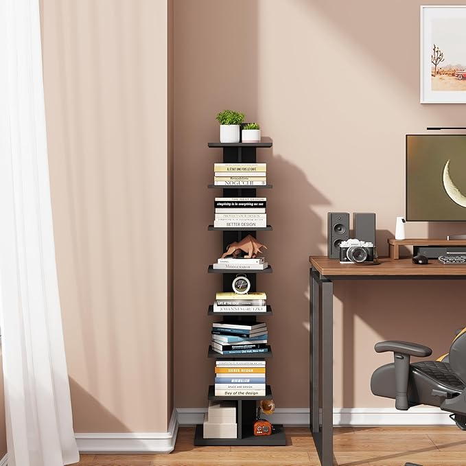 TUTOTAK Narrow Bookshelf, 8-Tier Bookcase, Spine Book Shelf - Image 8