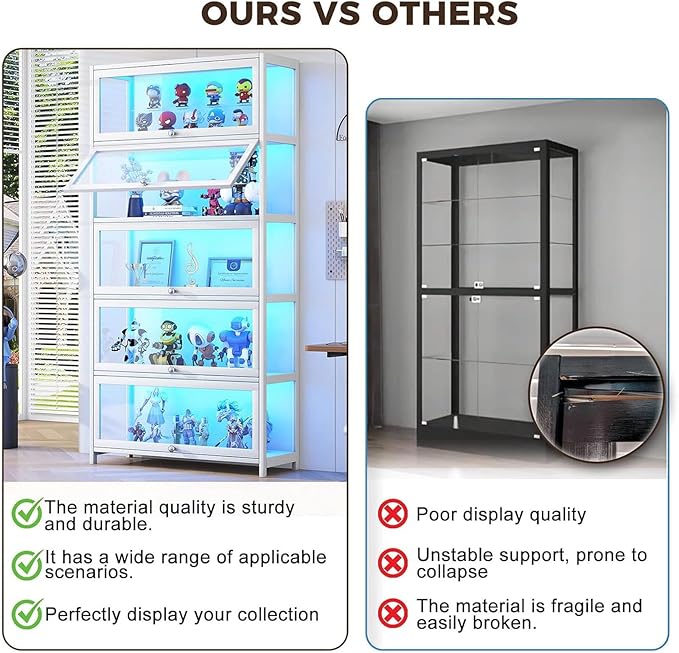 Display Cabinet with Acrylic Glass Doors 67.7'' Tall Curio Cabinet - Image 5