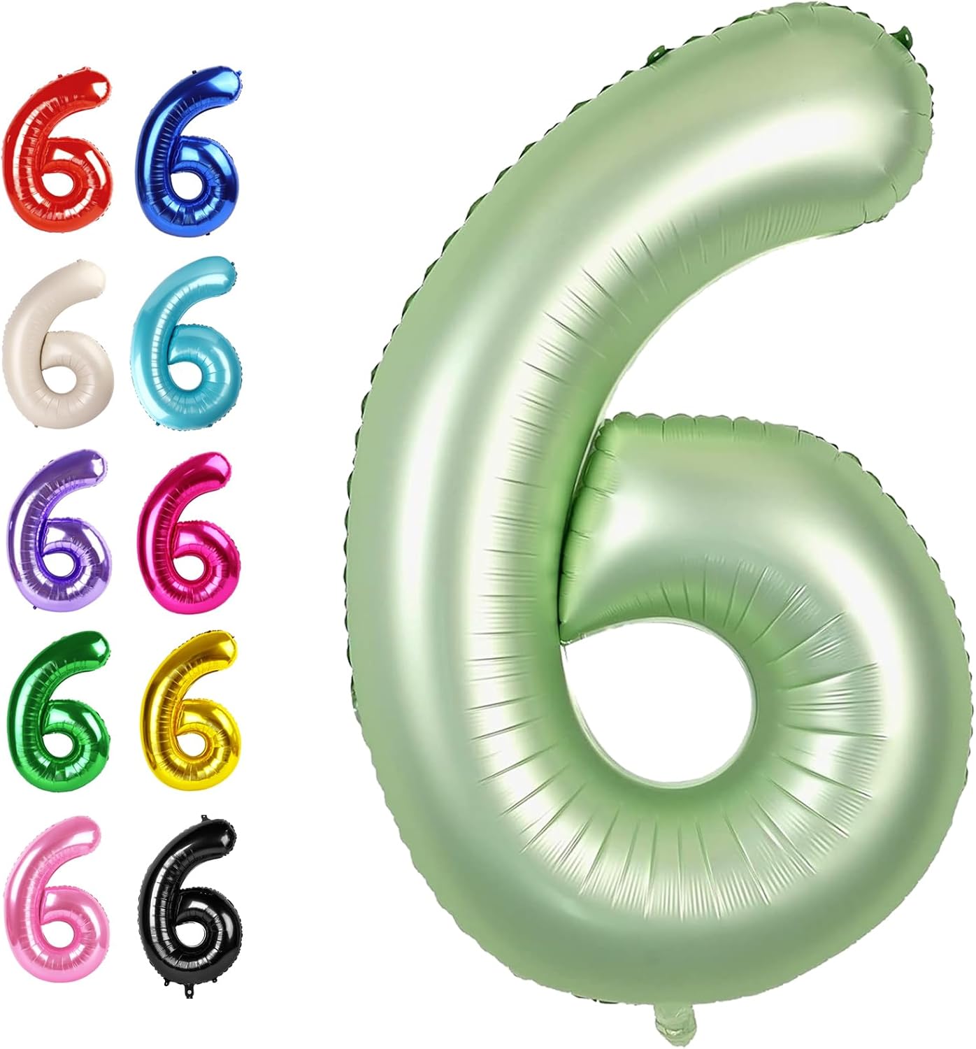 2026 Sage Green 40 Inch Mylar Foil Number 6 Balloon, Birthday Balloons for 6 16 Boy Girl Party Decorations Supplies,Oliver Green Big Helium Balloon Numbers for 26 36 46 60 Men Women Anniversary