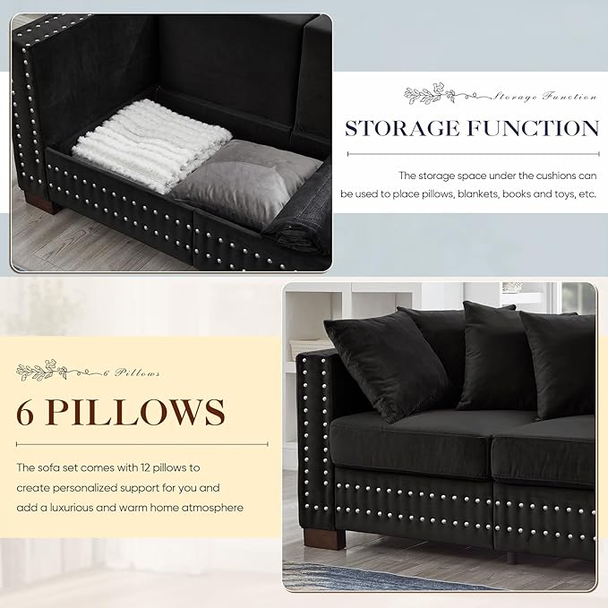 60.5"W Loveseat Sofa, Velvet Mid Century Modern Couch - Image 5