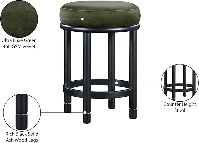 Meridian Furniture 977Green-C Monette Collection Art Deco Counter Stool - Image 7