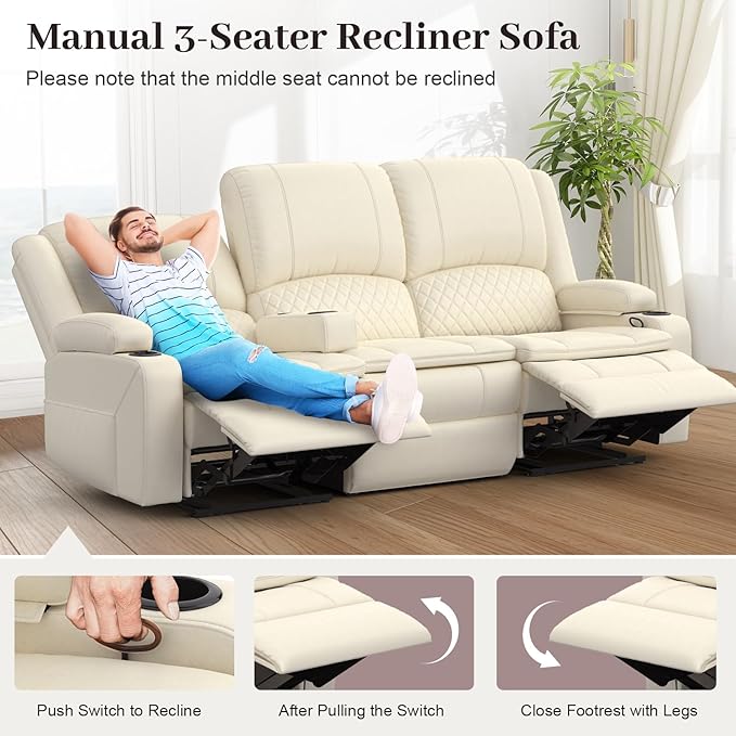 Yolsali 3 Seater Recliner Sofa Set - Image 4