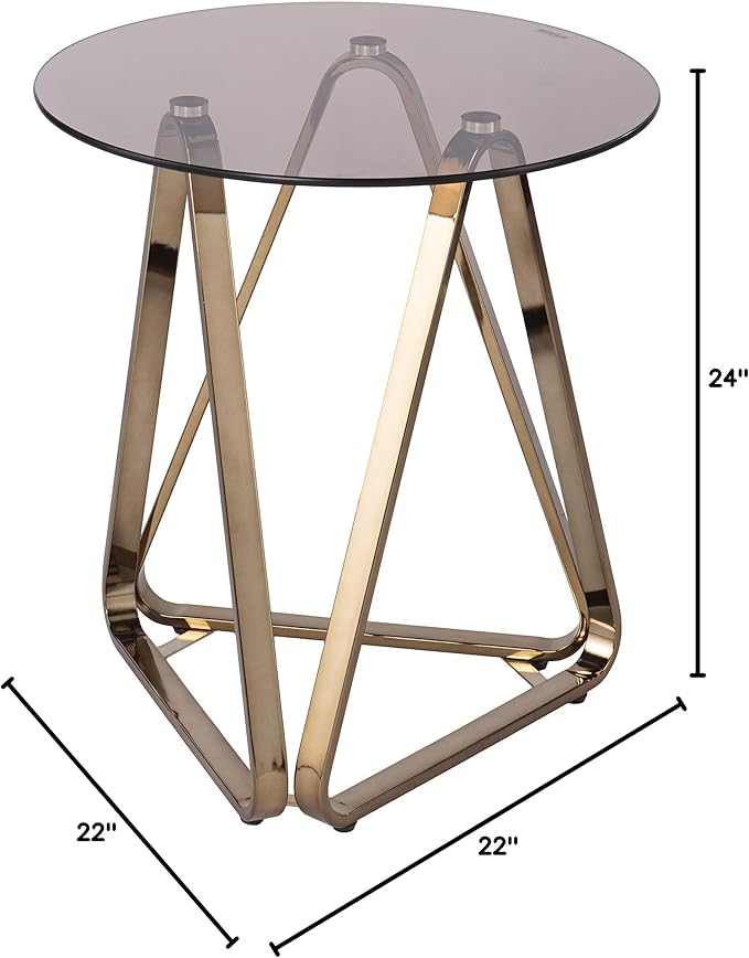SEI Furniture - Stondon Round End Table - Transitional Design, Champagne Metal - Image 9