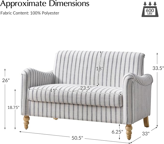 EcoHarbor Living 50.5" Mid-Century Modern Couch, Upholstered Sofa - Image 2