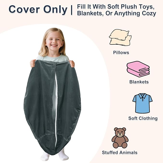 Lukeight Stuffed Animals Storage Bean Bag Chair Cover - Image 3