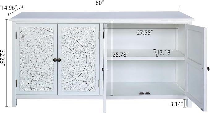 LKTART 60" Vintage Sideboard Buffet Cabinet - Image 2