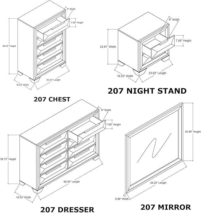 Kings Brand Furniture 6-Piece Modern & Premium Bedroom Set in Walnut Wood Finish - Image 8
