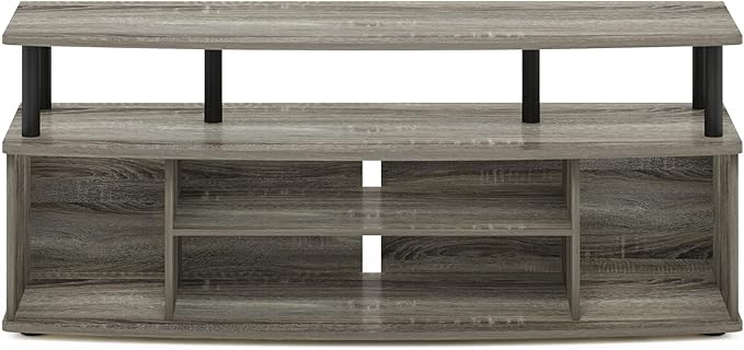 Furinno Jaya Large Entertainment Center Hold up to 55-in TV, French Oak/Black - Image 6