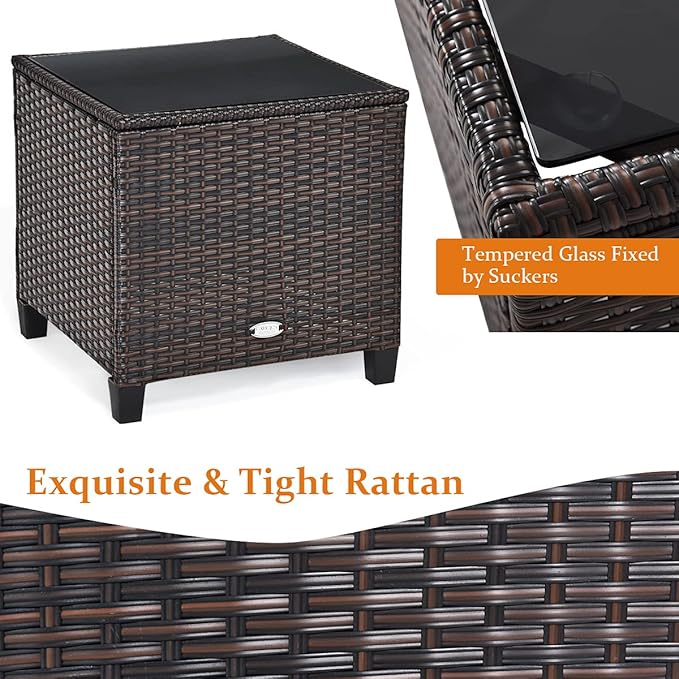 HAPPYGRILL 3 Pieces Patio Conversation Set, Outdoor Furniture Set PE Rattan - Image 6