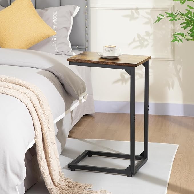 AMHANCIBLE C Shaped Side Table, End Tables Living Room Set of 2, Slide Under - Image 2