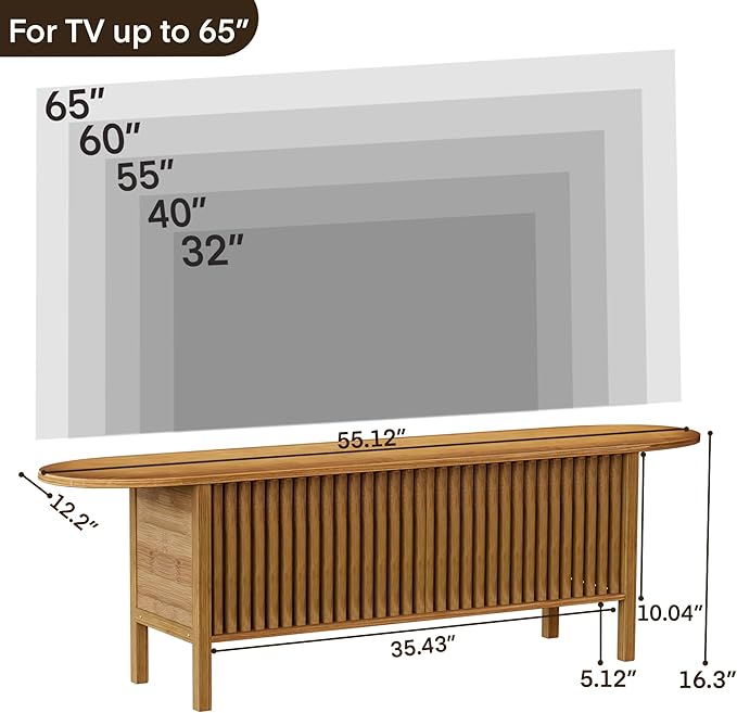 Bamboo TV Stand for TVs up to 65", Accent Entertainment Center - Image 2