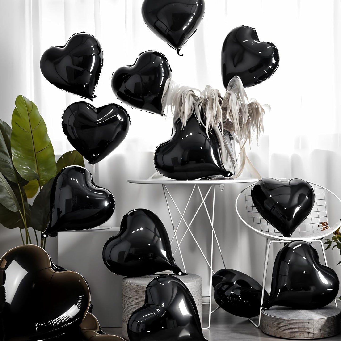 Black Heart Balloons, 18 Inch Black Heart Shape Balloon, 12PCS Large Helium Foil Romantic Balloons for Birthday Graduation Marriage Wedding Bridal Engagement Party Anniversary Decoration