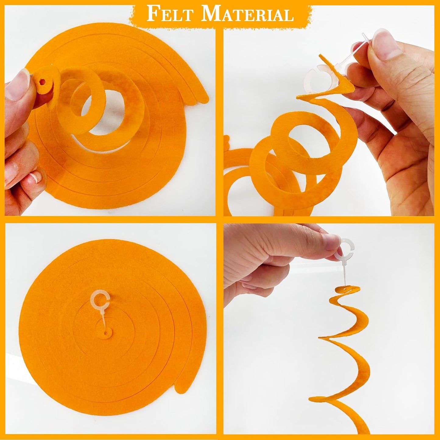 36Pcs Orange Hanging Swirl Decorations Ombre Orange Felt Swirl Streamer Spiral Ceiling Garland for Fall Autumn Harvest Thanksgiving Birthday Wedding Baby Shower Bachelorette Party Supplies