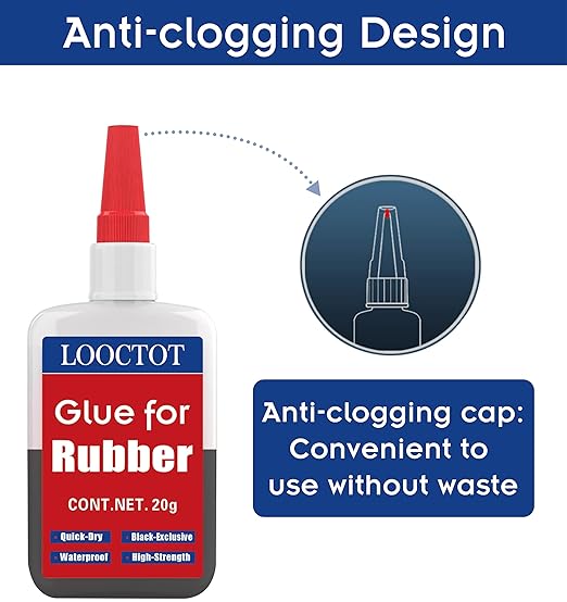 LOOCTOT Black Rubber Glue, Super Instant Glue Bonding Between Rubbers, Rubber - Image 2