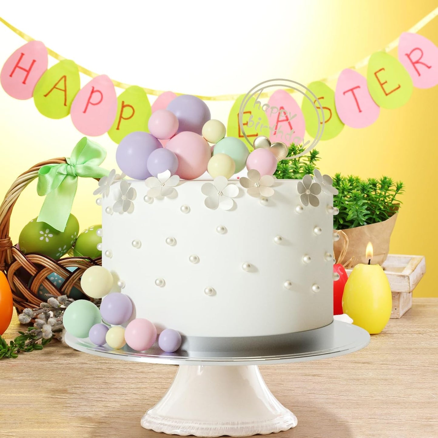 ASTARON 32 Pcs Ball Cake Topper Decorations Mini Balloons Cake Topper Sticks Foam Balls Cake Picks Cake Topper Balls Cake Decorations for Wedding Party Birthday Cake Toppers (Colorful)