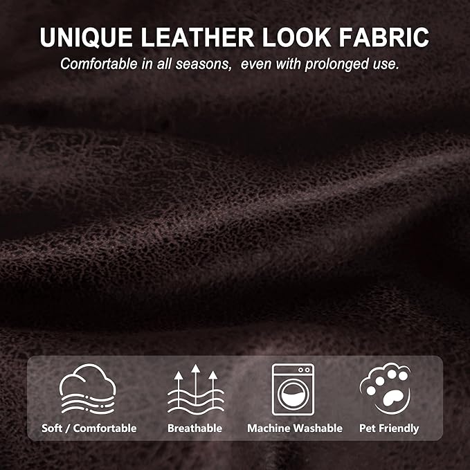 ANARACHON Leather Look Recliner Couch Cover, 8-Pieces Stretch Recliner Sofa - Image 4