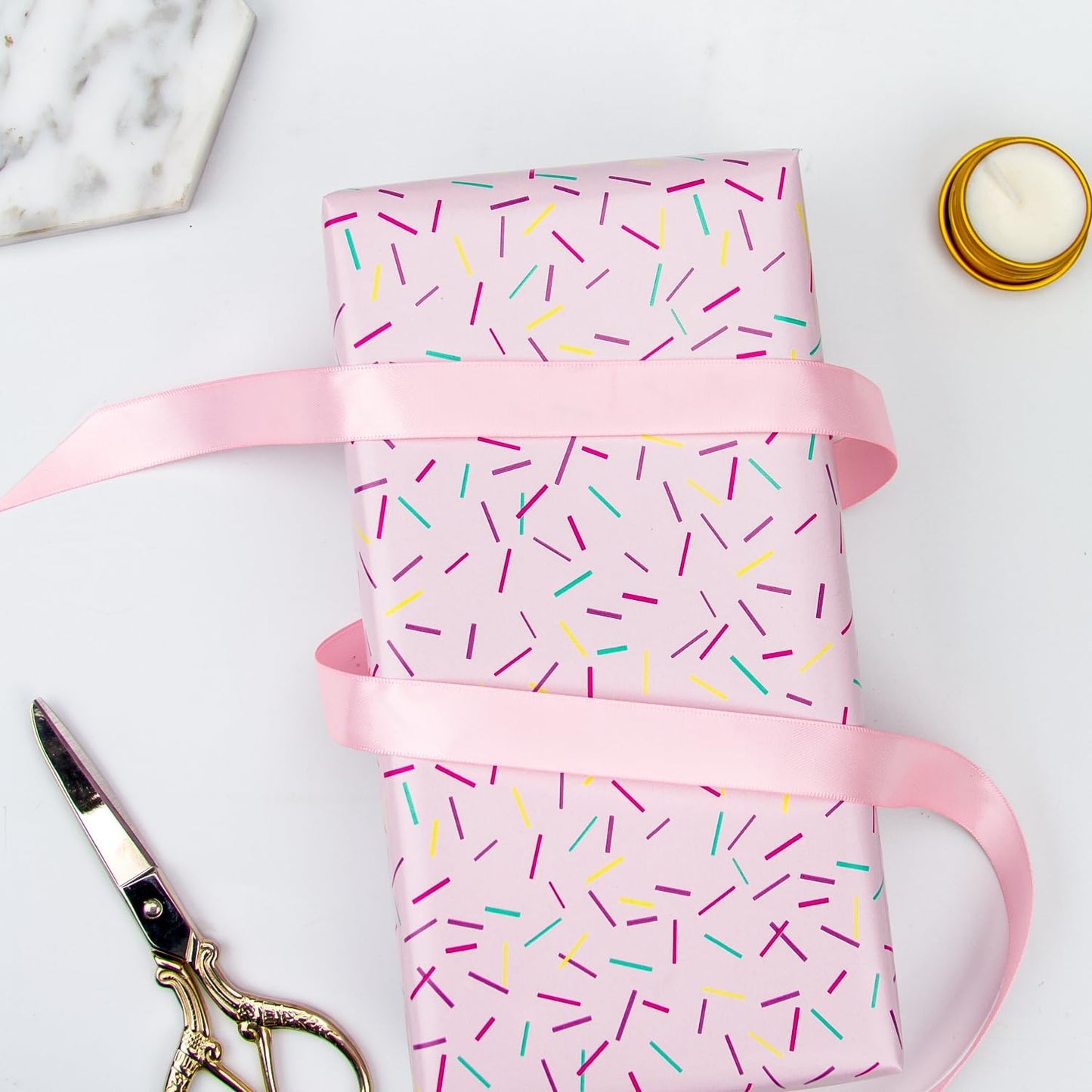 WRAPAHOLIC Wrapping Paper Roll - Mini Roll - 17 Inch x 33 Feet - Colorful Line Segment Print Design for Birthday, Party, Baby Shower