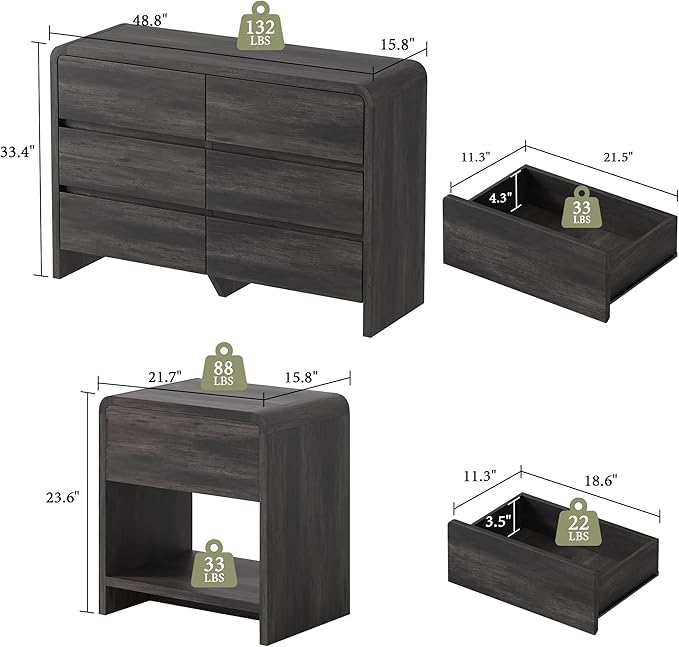 AMERLIFE Modern 3-Piece Bedroom Furniture Set - Image 2