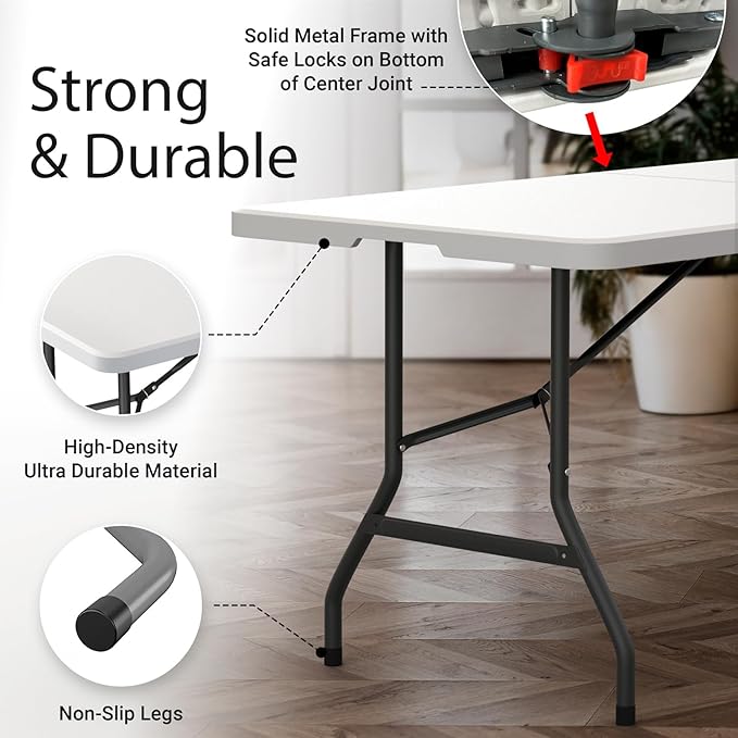 2 Pack of 6 Feet Foldable Table - Image 3