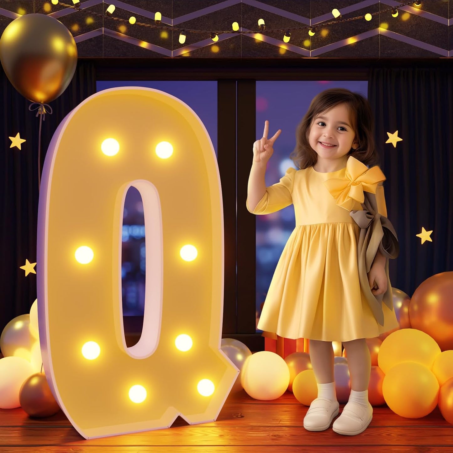 Marquee Letters 3 Feet Tall Large Light Up Letters Q Happy Birthday Decorations Marry Me Engagement Party Decor Yellow Light Birthday Decorations Balloon Arch Kit Foam Sign Q
