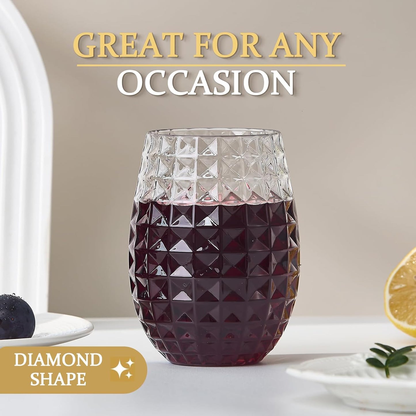 20 Pack Plastic Wine Glasses, 16Oz Disposable Wine Glasses Unbreakable Clear Plastic Cocktail Glasses Recyclable Shatterproof Reusable Wine Cups (16oz-20pack)