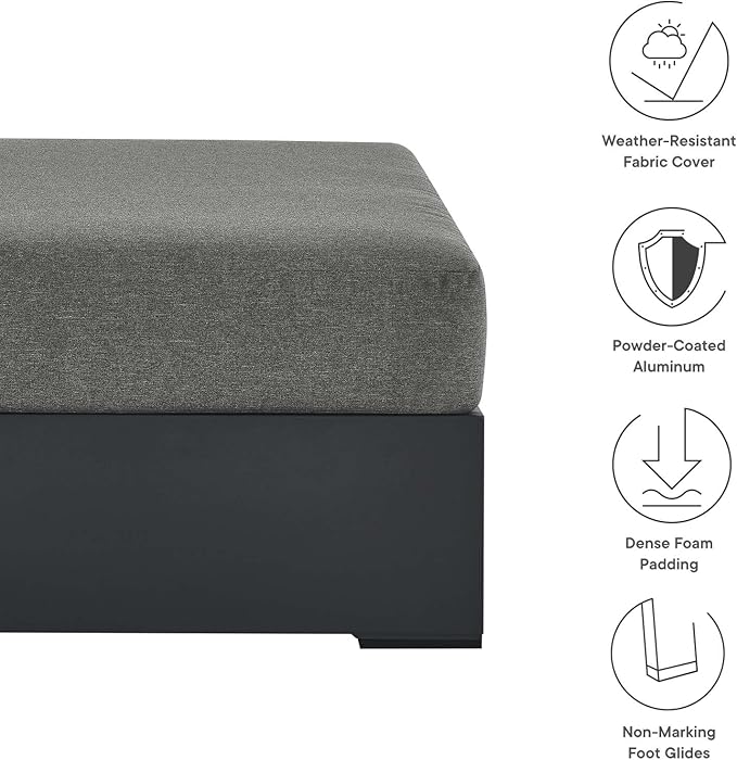 Modway Tahoe Aluminum Ottoman in Gray Charcoal - Image 7