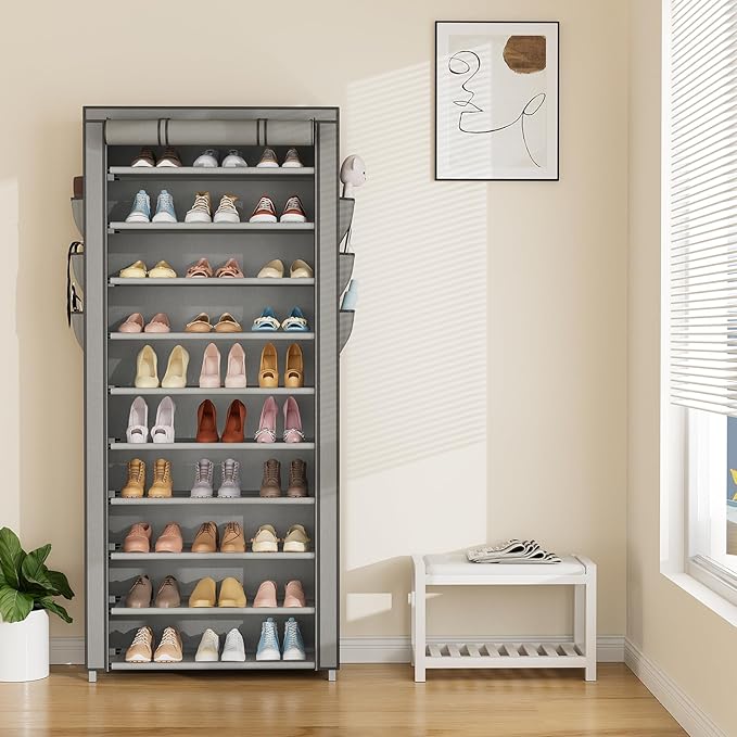 VTRIN Vertical Narrow Shoe Rack Organizer Tall Shoe Rack - Image 7