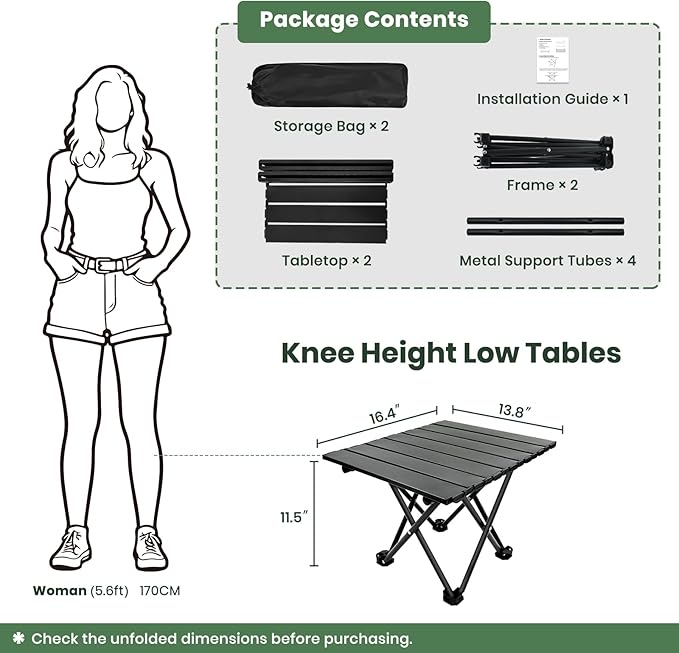 2 Pack Portable Camping Table Foldable, Ultralight Small Folding Beach Table - Image 2