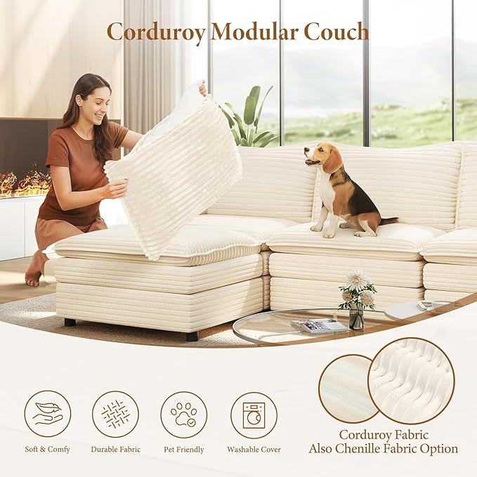 Vesgantti 142" Cloud Couch Sectional Modular Sofa, Comfy Sectional Couch - Image 6