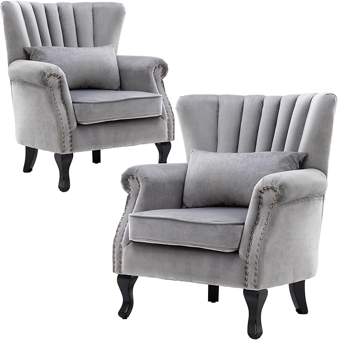 Velvet Accent Chairs Set of 2 by DMFurniture
