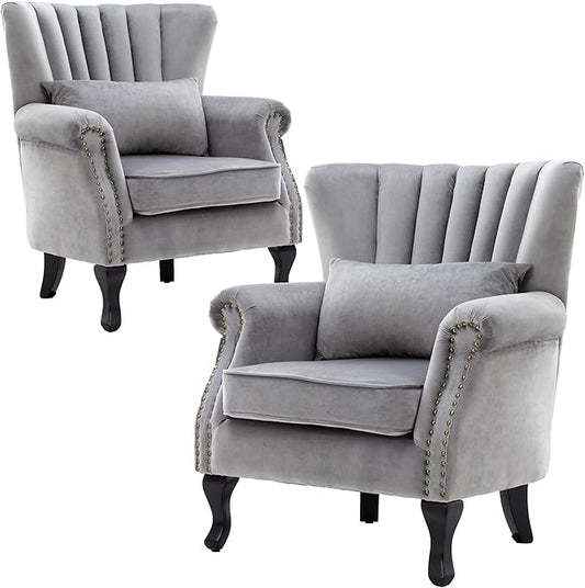 Velvet Accent Chairs Set of 2 by DMFurniture