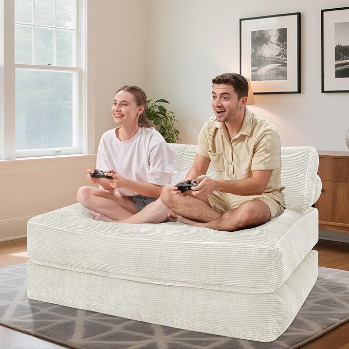 HABUTWAY Folding Sofa Bed, Foldable Floor Sofa Lounge w/Dual-Pillow & Handle - Image 3