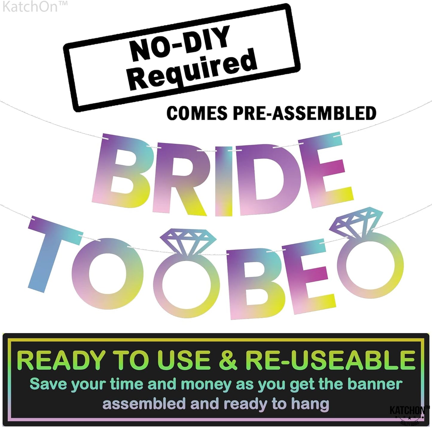 KatchOn, Iridescent Bride To Be Banner Purple - 10 Feet, No DIY | Bride To Be Rainbow Banner, Bachelorette Party Decorations | Bachelorette Sign, bride Bachelorette Decorations | Bridal Party Decoration
