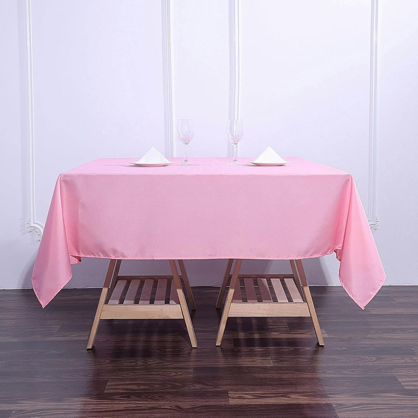 Efavormart 70" Premium Square Polyester Tablecloth for Wedding Kitchen Dining Events - Pink
