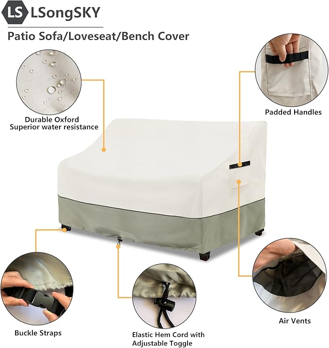 Outdoor 2-Seater Loveseat Cover, Patio Sofa Covers Fits up to 58W x 32.5D x 31H - Image 4