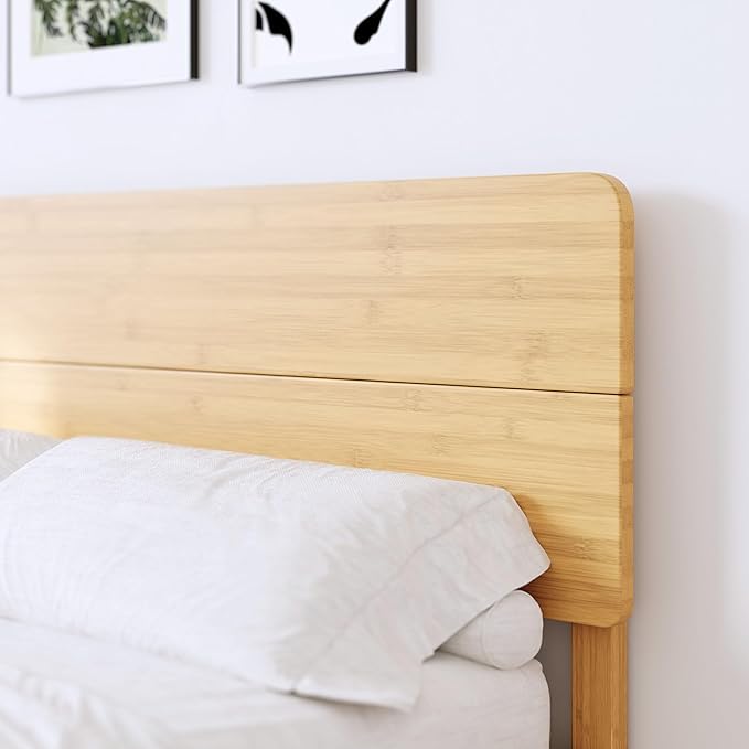BOSRII 12in High Solid Bamboo Wood Platform Full Size Bed Frame - Image 3