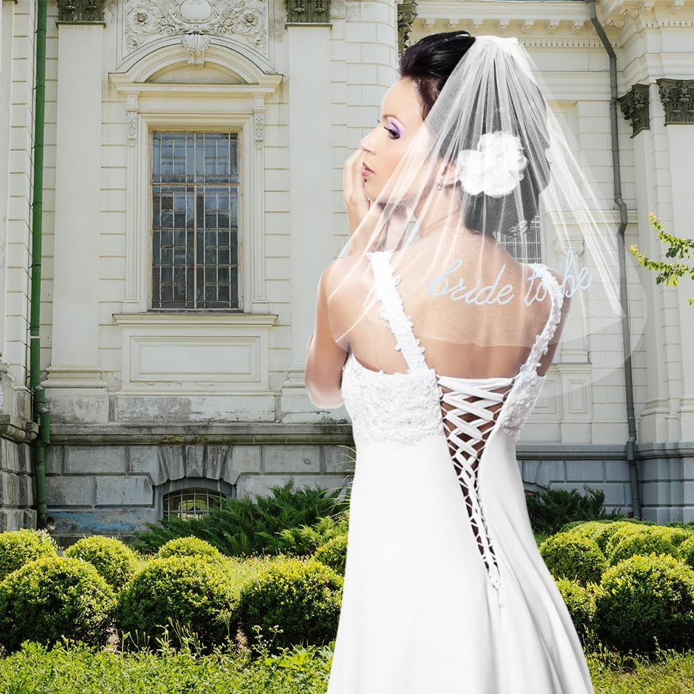 Bride To Be Embroidered Veil for Bachelorette Party Decorations, Bridal Shower Accessories Gifts for Woman