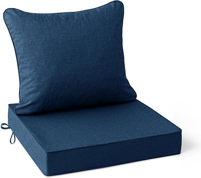 Summsun Outdoor Chair Cushions, Faux Linen Backrest and Seat Cushion Set by SUMMSUN