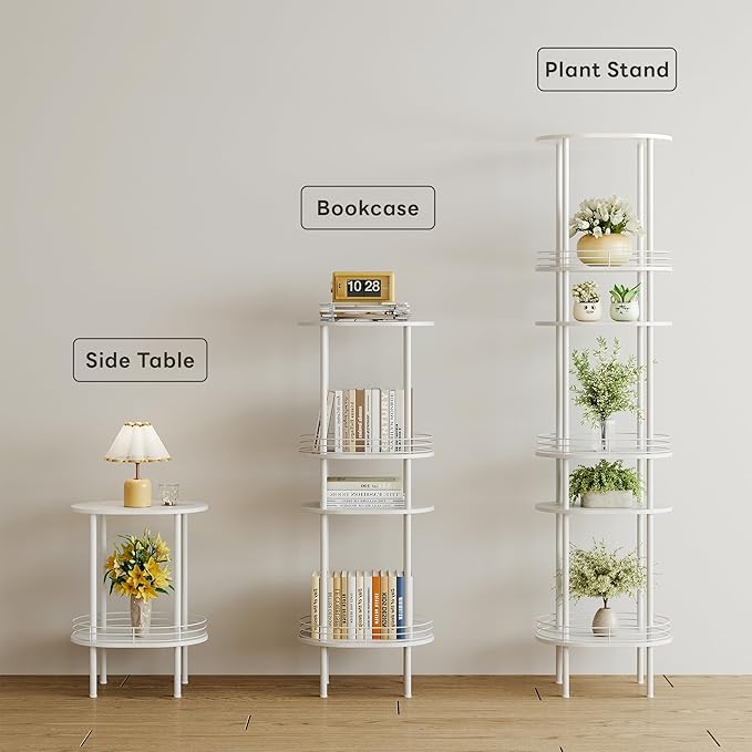 White Side Table Set of 2, Small Modern Round Side Table - Image 5
