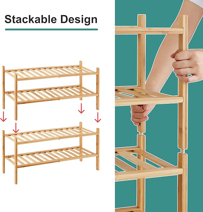 viewcare 4-Tier Bamboo Shoe Rack - Image 5