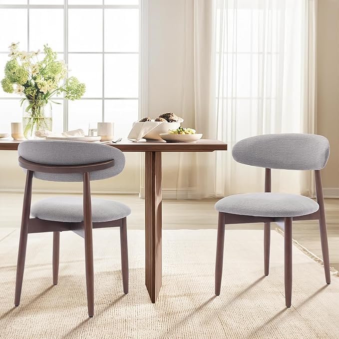COLAMY Wooden Dining Chairs Set of 6, Modern Fabric Upholstered Dining Room - Image 7