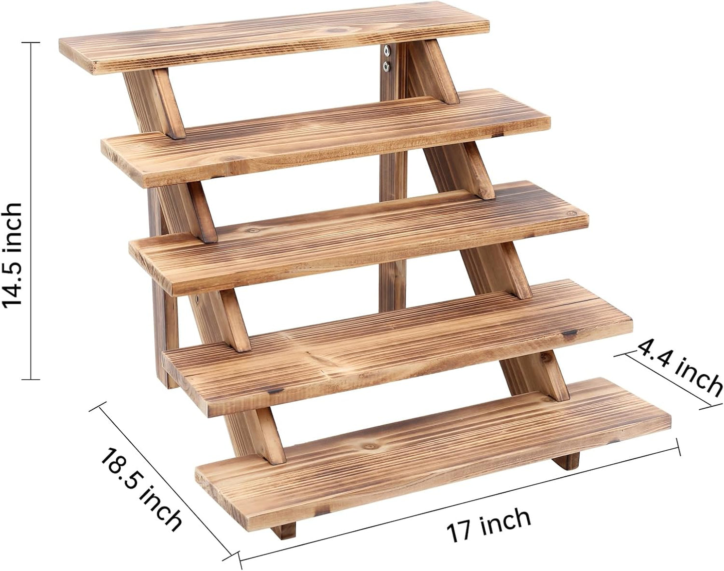SwallowLiving 5 Tier Wooden Rustic Cupcake Stand for 30 Cupcakes, Stepped Wood Display Stand for Weddings, Tiered Party Table Display Riser for Food , Dessert, Cookie, Decor, Craft Show, Burnt