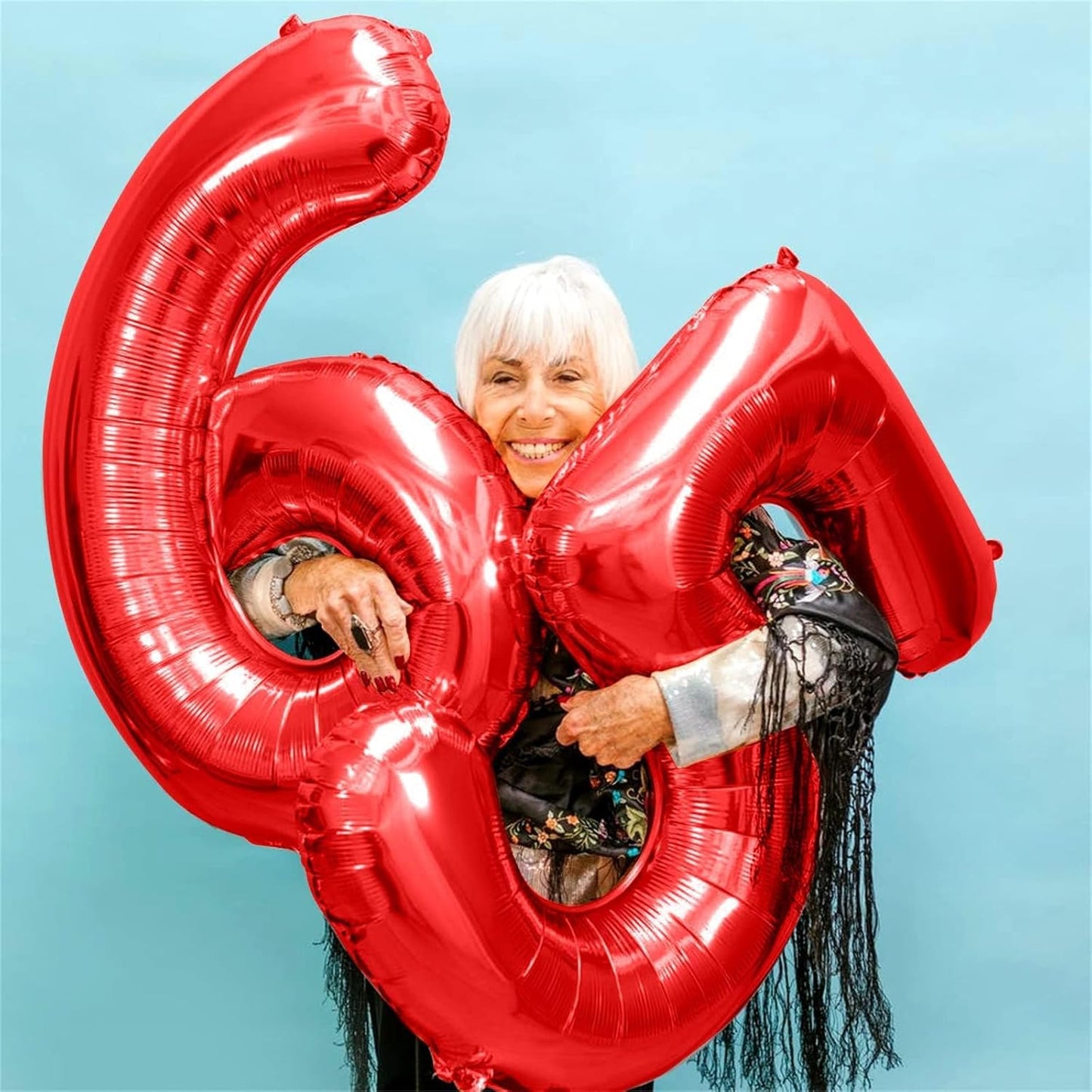 40 Inch Red Large Numbers Balloons 6, Self Inflating Digit 6 Helium Balloons for 6th Girls Boys, Foil Mylar Big Number Balloons Set 0-9 for Women Men Birthday Party Anniversary Supplies Decorations