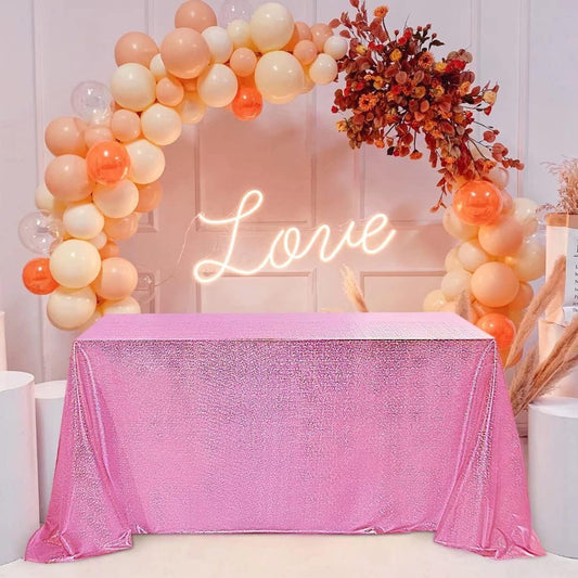 Fitable Pink Sequin Tablecloth for Parties 52x70 Inch - Sparkle Glitter Table Cloth Laser Rectangle Overlay for Wedding Baby Shower Ceremony Birthday Holiday Banquet