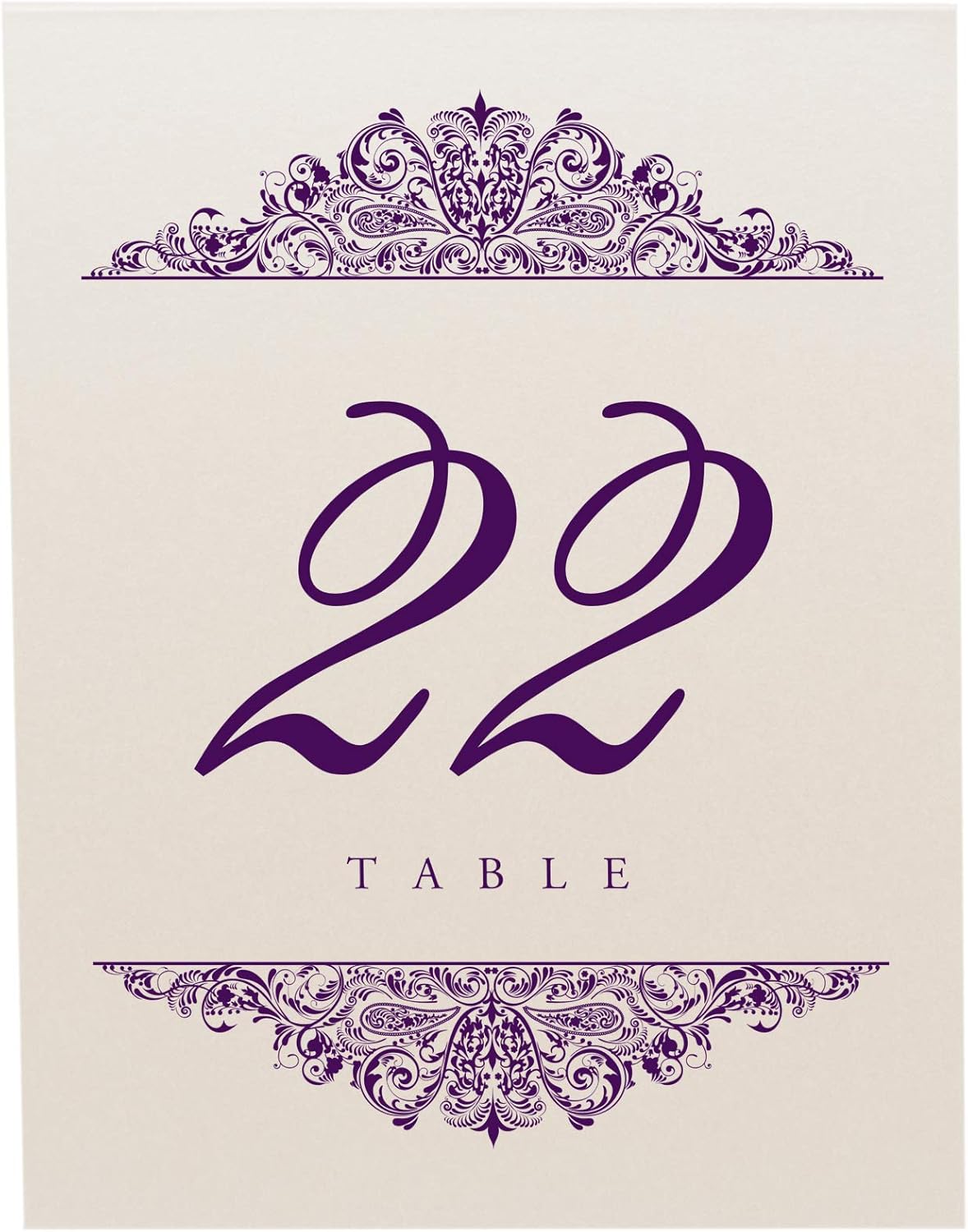 Paisley Wedding Table Numbers (Select Color/Quantity), Champagne, Eggplant, 1-15, Double Sided, Tent or Use in a Stand, Great for Parties & Restaurants - Made in the USA