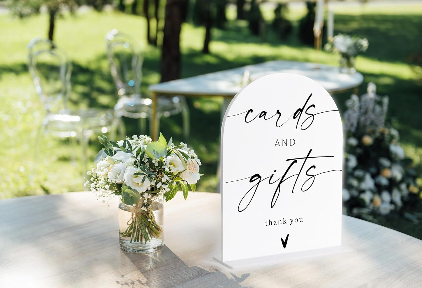 Cards and Gifts Sign, White Arch Acrylic Wedding Sign, Wedding Favors for Guests, Bridal Shower Decor, Engagement Party Decor, Centerpiece Table Decorations Party for Bride and Groom-2