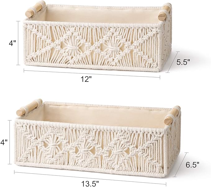 Mkono Macrame Storage Baskets Boho Decor Box Handmade Woven Decorative - Image 6