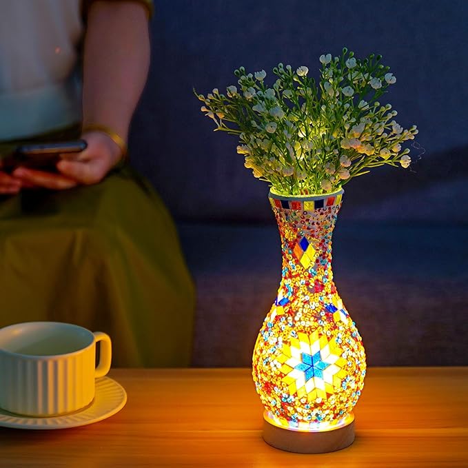 Mosaic Vase Lamp, Turkish Moroccan Table Lamp，Colorful Handmade Glass Vase - Image 5